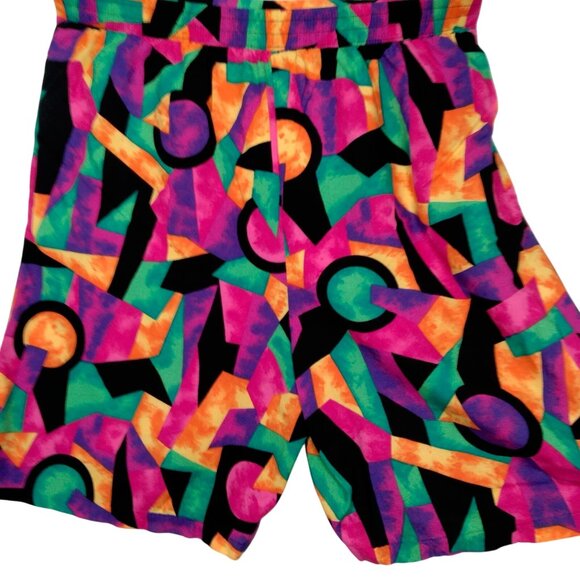 Vintage I&R Illusions Shorts Women Size 18 Bright Colorful Geometric Rayon Artsy - Picture 4 of 16